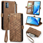Portafoglio con cerniera geometrica Portafoglio in pelle con fibbia laterale, For OnePlus 9RT 5G, For OnePlus Nord N200 5G, For OnePlus 9R, For OnePlus Nord CE 5G