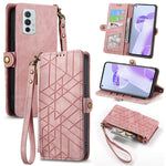 Portafoglio con cerniera geometrica Portafoglio in pelle con fibbia laterale, For OnePlus 9RT 5G, For OnePlus Nord N200 5G, For OnePlus 9R, For OnePlus Nord CE 5G