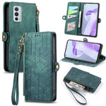 Portafoglio con cerniera geometrica Portafoglio in pelle con fibbia laterale, For OnePlus 9RT 5G, For OnePlus Nord N200 5G, For OnePlus 9R, For OnePlus Nord CE 5G