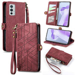 Portafoglio con cerniera geometrica Portafoglio in pelle con fibbia laterale, For OnePlus 9RT 5G, For OnePlus Nord N200 5G, For OnePlus 9R, For OnePlus Nord CE 5G