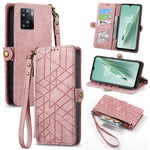 Portafoglio con cerniera geometrica Portafoglio in pelle con fibbia laterale, For OnePlus Nord 2T, For OnePlus Nord CE 2 5G, For OnePlus 10 Pro 5G, For OnePlus N20 5G