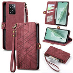 Portafoglio con cerniera geometrica Portafoglio in pelle con fibbia laterale, For OnePlus Nord 2T, For OnePlus Nord CE 2 5G, For OnePlus 10 Pro 5G, For OnePlus N20 5G