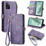 Portafoglio con cerniera geometrica Portafoglio in pelle con fibbia laterale, For OnePlus Nord 2T, For OnePlus Nord CE 2 5G, For OnePlus 10 Pro 5G, For OnePlus N20 5G