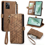 Portafoglio con cerniera geometrica Portafoglio in pelle con fibbia laterale, For OnePlus Nord 2T, For OnePlus Nord CE 2 5G, For OnePlus 10 Pro 5G, For OnePlus N20 5G