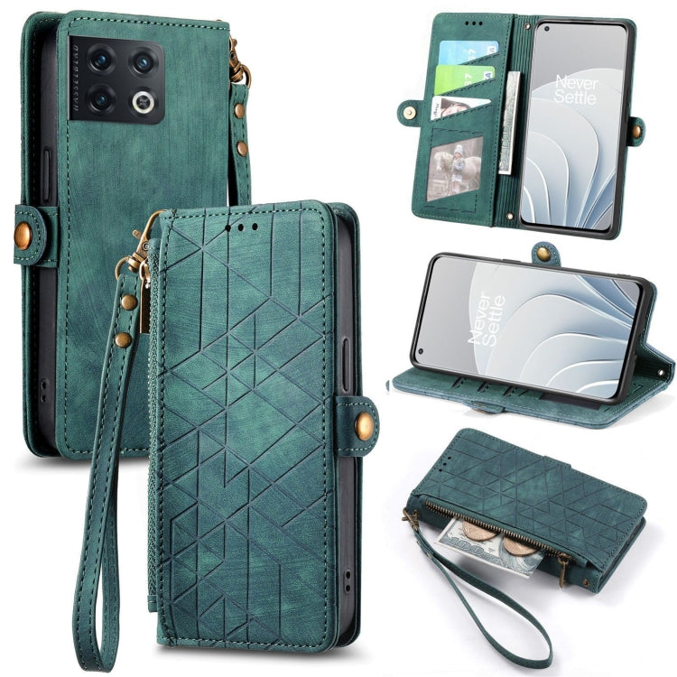 Portafoglio con cerniera geometrica Portafoglio in pelle con fibbia laterale, For OnePlus Nord 2T, For OnePlus Nord CE 2 5G, For OnePlus 10 Pro 5G, For OnePlus N20 5G