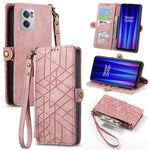 Portafoglio con cerniera geometrica Portafoglio in pelle con fibbia laterale, For OnePlus Nord 2T, For OnePlus Nord CE 2 5G, For OnePlus 10 Pro 5G, For OnePlus N20 5G