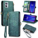 Portafoglio con cerniera geometrica Portafoglio in pelle con fibbia laterale, For OnePlus Nord 2T, For OnePlus Nord CE 2 5G, For OnePlus 10 Pro 5G, For OnePlus N20 5G