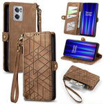 Portafoglio con cerniera geometrica Portafoglio in pelle con fibbia laterale, For OnePlus Nord 2T, For OnePlus Nord CE 2 5G, For OnePlus 10 Pro 5G, For OnePlus N20 5G
