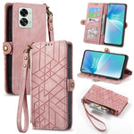 Portafoglio con cerniera geometrica Portafoglio in pelle con fibbia laterale, For OnePlus Nord 2T, For OnePlus Nord CE 2 5G, For OnePlus 10 Pro 5G, For OnePlus N20 5G