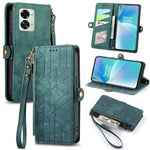 Portafoglio con cerniera geometrica Portafoglio in pelle con fibbia laterale, For OnePlus Nord 2T, For OnePlus Nord CE 2 5G, For OnePlus 10 Pro 5G, For OnePlus N20 5G
