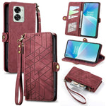 Portafoglio con cerniera geometrica Portafoglio in pelle con fibbia laterale, For OnePlus Nord 2T, For OnePlus Nord CE 2 5G, For OnePlus 10 Pro 5G, For OnePlus N20 5G