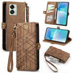 Portafoglio con cerniera geometrica Portafoglio in pelle con fibbia laterale, For OnePlus Nord 2T, For OnePlus Nord CE 2 5G, For OnePlus 10 Pro 5G, For OnePlus N20 5G