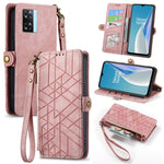 Portafoglio con cerniera geometrica Portafoglio in pelle con fibbia laterale, For OnePlus 11R 5G, For OnePlus 11, For OnePlus Nord N300, For OnePlus N20 SE
