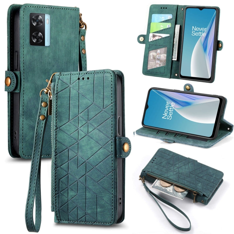 Portafoglio con cerniera geometrica Portafoglio in pelle con fibbia laterale, For OnePlus 11R 5G, For OnePlus 11, For OnePlus Nord N300, For OnePlus N20 SE