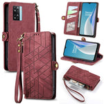 Portafoglio con cerniera geometrica Portafoglio in pelle con fibbia laterale, For OnePlus 11R 5G, For OnePlus 11, For OnePlus Nord N300, For OnePlus N20 SE