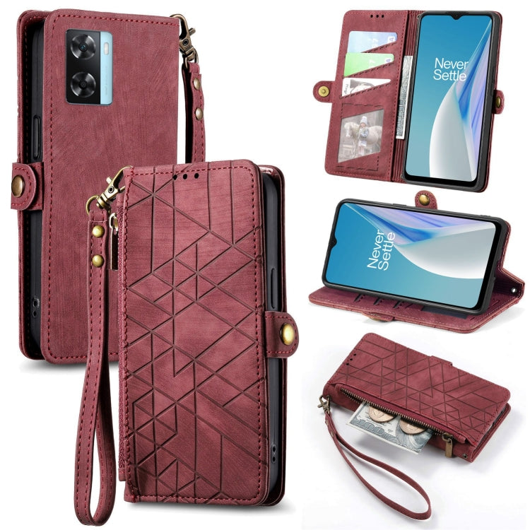 Portafoglio con cerniera geometrica Portafoglio in pelle con fibbia laterale, For OnePlus 11R 5G, For OnePlus 11, For OnePlus Nord N300, For OnePlus N20 SE