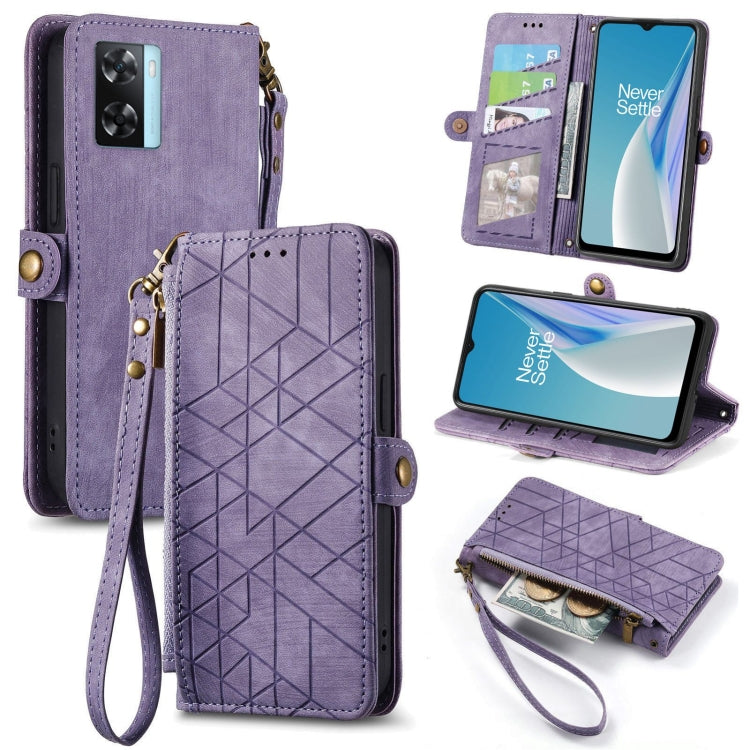 Portafoglio con cerniera geometrica Portafoglio in pelle con fibbia laterale, For OnePlus 11R 5G, For OnePlus 11, For OnePlus Nord N300, For OnePlus N20 SE
