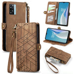 Portafoglio con cerniera geometrica Portafoglio in pelle con fibbia laterale, For OnePlus 11R 5G, For OnePlus 11, For OnePlus Nord N300, For OnePlus N20 SE