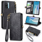 Portafoglio con cerniera geometrica Portafoglio in pelle con fibbia laterale, For OnePlus 11R 5G, For OnePlus 11, For OnePlus Nord N300, For OnePlus N20 SE
