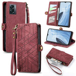 Portafoglio con cerniera geometrica Portafoglio in pelle con fibbia laterale, For OnePlus 11R 5G, For OnePlus 11, For OnePlus Nord N300, For OnePlus N20 SE