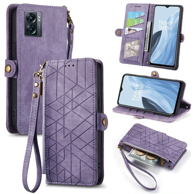 Portafoglio con cerniera geometrica Portafoglio in pelle con fibbia laterale, For OnePlus 11R 5G, For OnePlus 11, For OnePlus Nord N300, For OnePlus N20 SE