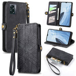 Portafoglio con cerniera geometrica Portafoglio in pelle con fibbia laterale, For OnePlus 11R 5G, For OnePlus 11, For OnePlus Nord N300, For OnePlus N20 SE