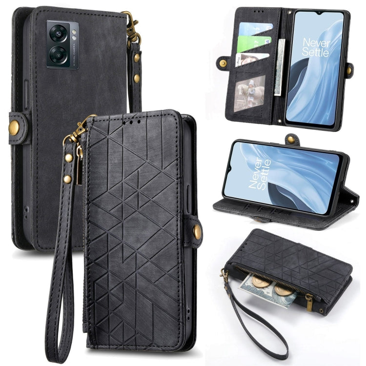 Portafoglio con cerniera geometrica Portafoglio in pelle con fibbia laterale, For OnePlus 11R 5G, For OnePlus 11, For OnePlus Nord N300, For OnePlus N20 SE