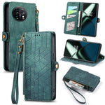 Portafoglio con cerniera geometrica Portafoglio in pelle con fibbia laterale, For OnePlus 11R 5G, For OnePlus 11, For OnePlus Nord N300, For OnePlus N20 SE