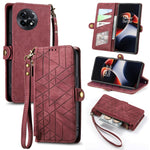Portafoglio con cerniera geometrica Portafoglio in pelle con fibbia laterale, For OnePlus 11R 5G, For OnePlus 11, For OnePlus Nord N300, For OnePlus N20 SE