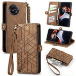 Portafoglio con cerniera geometrica Portafoglio in pelle con fibbia laterale, For OnePlus 11R 5G, For OnePlus 11, For OnePlus Nord N300, For OnePlus N20 SE