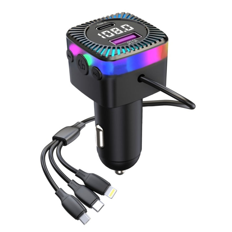 CS5 Car 3 in 1 Bluetooth 5.3 Lettore MP3 Caricabatterie trasmettitore FM con cavo, CS5