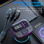 CS3 con 3 cavi di ricarica Caricabatteria da auto 66W Lettore MP3 Trasmettitore FM Bluetooth, CS3