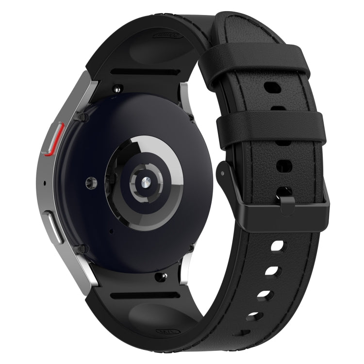Cinturino per orologio con fibbia nera in pelle di silicone, For Samsung Galaxy Watch 6 Classic, For Samsung Galaxy Watch 6
