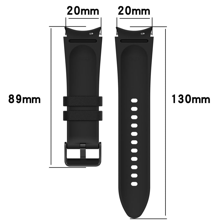 Cinturino per orologio con fibbia nera in pelle di silicone, For Samsung Galaxy Watch 6 Classic, For Samsung Galaxy Watch 6