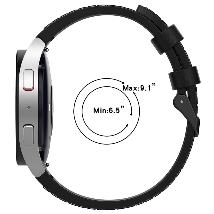 Cinturino per orologio con fibbia nera in pelle di silicone, For Samsung Galaxy Watch 6 Classic, For Samsung Galaxy Watch 6