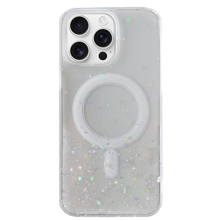 Custodia per telefono in TPU trasparente ibrida MagSafe Glitter, For iPhone 16 Pro Max, For iPhone 16 Pro, For iPhone 16 Plus, For iPhone 16