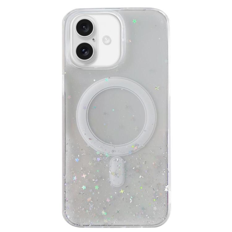 Custodia per telefono in TPU trasparente ibrida MagSafe Glitter, For iPhone 16 Pro Max, For iPhone 16 Pro, For iPhone 16 Plus, For iPhone 16