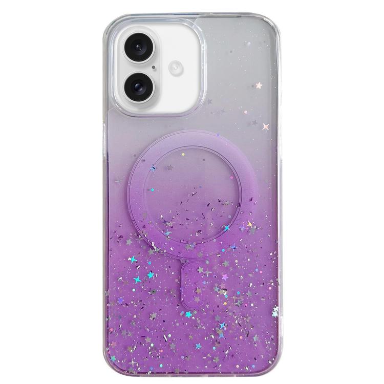 Custodia per telefono in TPU trasparente ibrida MagSafe Glitter, For iPhone 16 Pro Max, For iPhone 16 Pro, For iPhone 16 Plus, For iPhone 16
