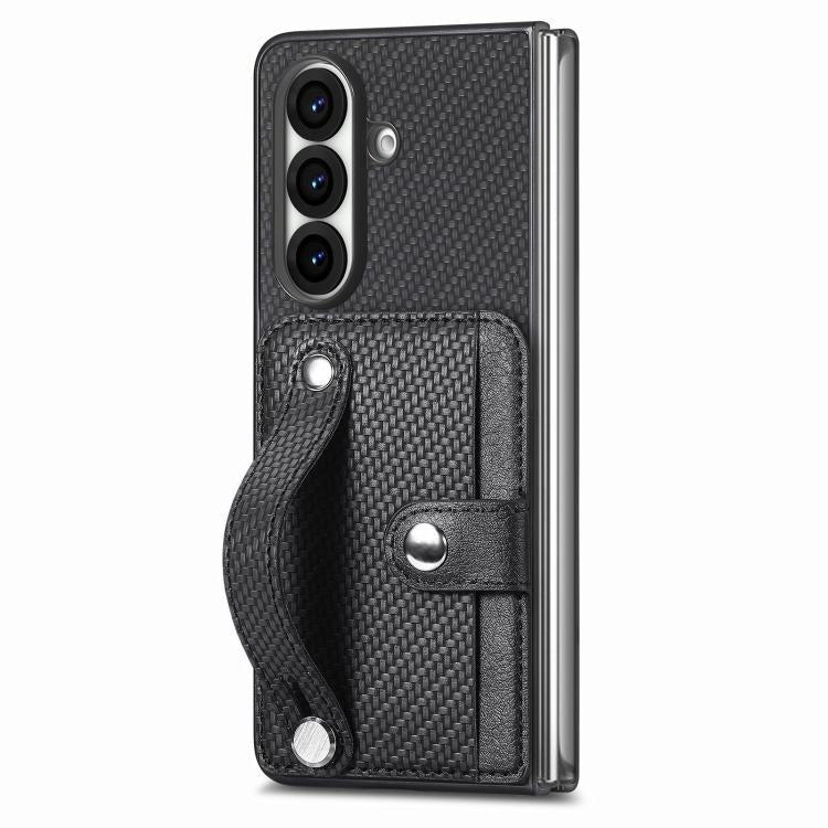 Cassa del telefono della copertura posteriore del raccoglitore della carta del cavalletto del braccialetto, For Galaxy Z Fold8 Ultra 5G, For Galaxy Z Fold7 5G, For SGalaxy Z Fold6, For Galaxy Z Fold5