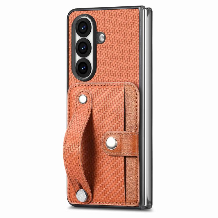 Cassa del telefono della copertura posteriore del raccoglitore della carta del cavalletto del braccialetto, For Galaxy Z Fold8 Ultra 5G, For Galaxy Z Fold7 5G, For SGalaxy Z Fold6, For Galaxy Z Fold5
