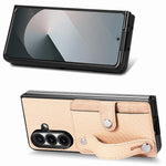 Cassa del telefono della copertura posteriore del raccoglitore della carta del cavalletto del braccialetto, For Galaxy Z Fold8 Ultra 5G, For Galaxy Z Fold7 5G, For SGalaxy Z Fold6, For Galaxy Z Fold5