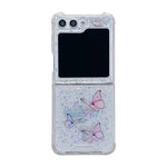 Custodia per cellulare in TPU con glitter farfalla, For Samsung Galaxy Z Flip7 FE / Flip6, For Samsung Galaxy Z Flip5