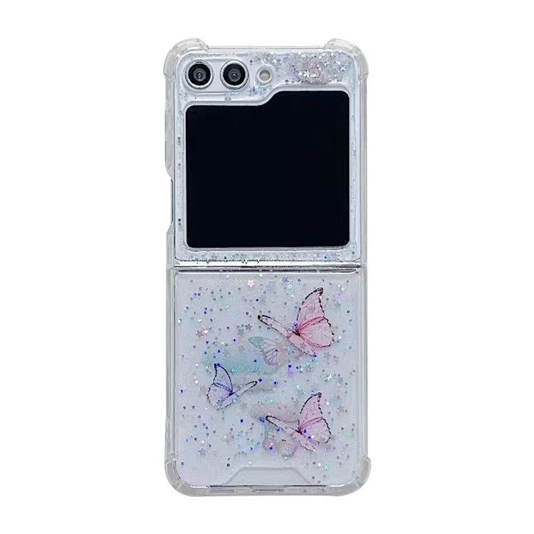 Custodia per cellulare in TPU con glitter farfalla, For Samsung Galaxy Z Flip7 FE / Flip6, For Samsung Galaxy Z Flip5