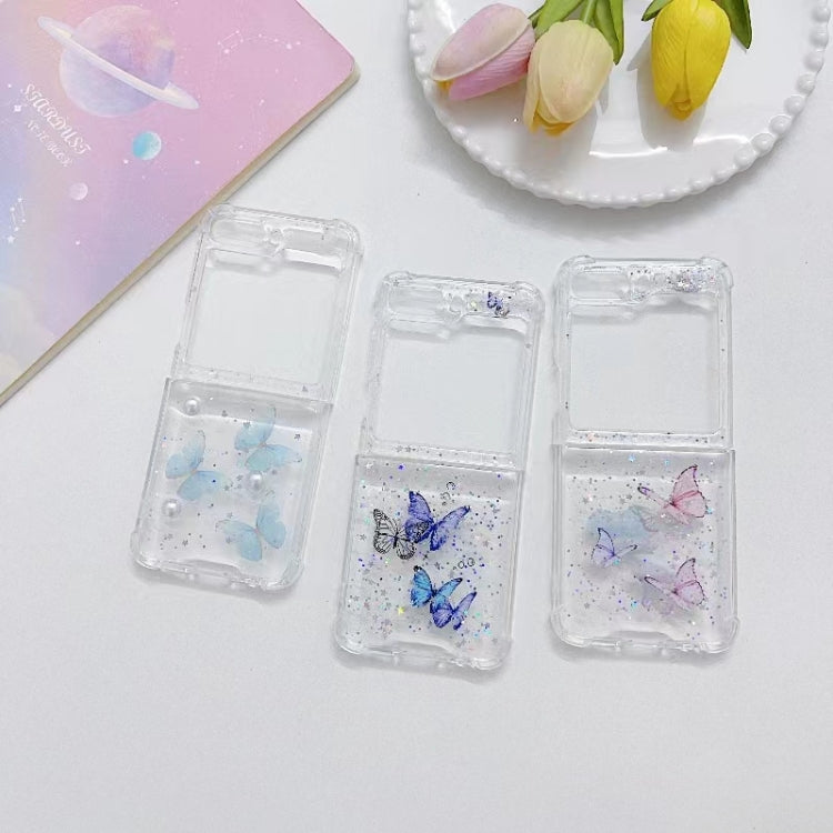 Custodia per cellulare in TPU con glitter farfalla, For Samsung Galaxy Z Flip7 FE / Flip6, For Samsung Galaxy Z Flip5