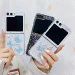 Custodia per cellulare in TPU con glitter farfalla, For Samsung Galaxy Z Flip7 FE / Flip6, For Samsung Galaxy Z Flip5