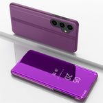Custodia per telefono in pelle flip orizzontale placcata a specchio con supporto, For Galaxy A05s, For Galaxy A25 Global, For Galaxy S23 FE 5G