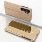 Custodia per telefono in pelle flip orizzontale placcata a specchio con supporto, For Galaxy A05s, For Galaxy A25 Global, For Galaxy S23 FE 5G
