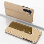 Custodia per telefono in pelle flip orizzontale placcata a specchio con supporto, For Galaxy S24+ 5G, For Galaxy S24 5G, For Galaxy A15