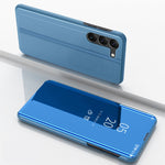 Custodia per telefono in pelle flip orizzontale placcata a specchio con supporto, For Galaxy S24+ 5G, For Galaxy S24 5G, For Galaxy A15