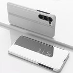 Custodia per telefono in pelle flip orizzontale placcata a specchio con supporto, For Galaxy S24+ 5G, For Galaxy S24 5G, For Galaxy A15